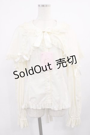 画像: metamorphose / 【プラスサイズ】ケープ付き丸襟ブラウス プラスサイズ アイボリー H-25-09-26-1030-ME-BL-NS-ZH