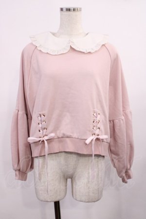 画像: Secret Honey / 襟付きレースアップトップス Free ピンク H-25-09-26-1035-CA-TO-NS-ZH