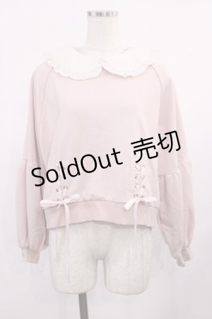 画像: Secret Honey / 襟付きレースアップトップス Free ピンク H-25-09-26-1035-CA-TO-NS-ZH