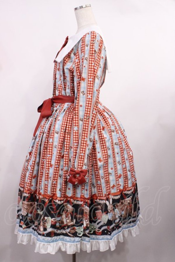 画像2: metamorphose / Happy Sewing Timeワンピース サイズ1 サックス赤 H-25-09-26-1007-ME-OP-NS-ZH (2)