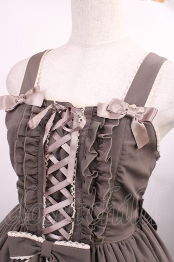 画像4: metamorphose / レースアップティアードロングジャンパースカート Free グレージュ H-25-09-26-1001-ME-OP-NS-ZH (4)