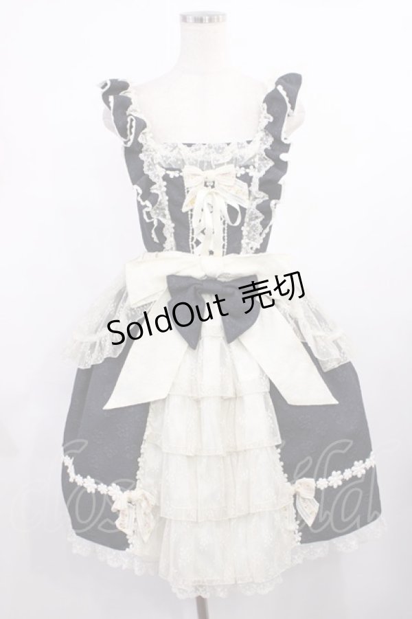 画像1: BABY,THE STARS SHINE BRIGHT / グラスグリーンのPastoral お花摘みの少女ジャンパースカート Free ブラック H-25-09-26-1012-BA-OP-NS-ZH (1)