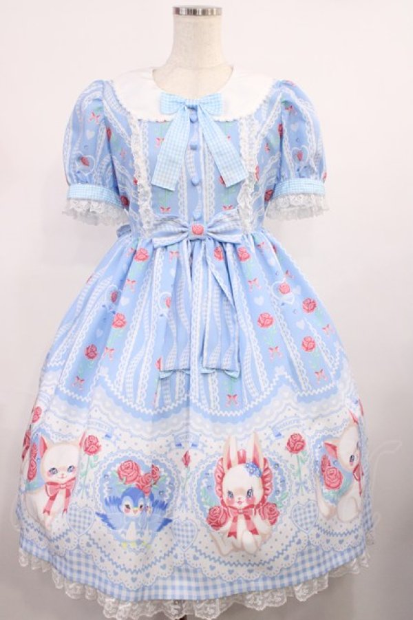 画像1: Angelic Pretty / Be My Valentineワンピース Free サックス H-25-09-26-1017-AP-OP-NS-ZH (1)