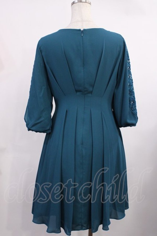 画像2: axes femme / タックデザインドレス M ブルーグリーン H-25-09-26-1021-AX-OP-NS-ZH (2)