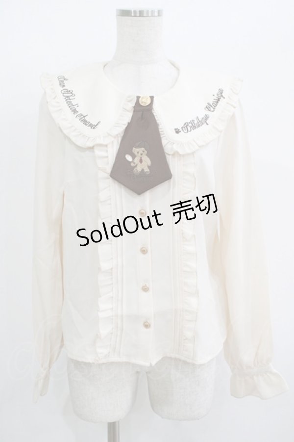 画像1: Amavel / くまの探偵さん ネクタイ&チェックリボンブラウス Free アイボリー H-25-09-26-051-CA-BL-NS-ZH (1)