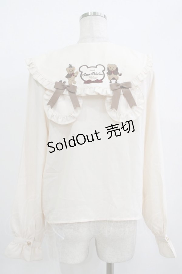 画像4: Amavel / くまの探偵さん ネクタイ&チェックリボンブラウス Free アイボリー H-25-09-26-051-CA-BL-NS-ZH (4)