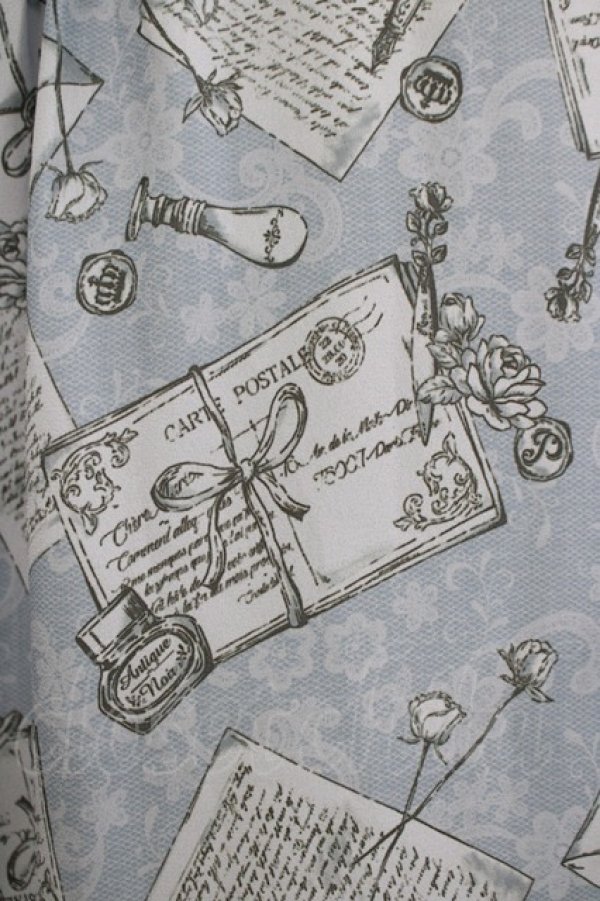 画像4: axes femme POETIQUE / プリュムプリントレース襟ブラウス M ブルー H-25-09-26-054-AX-TO-NS-ZH (4)