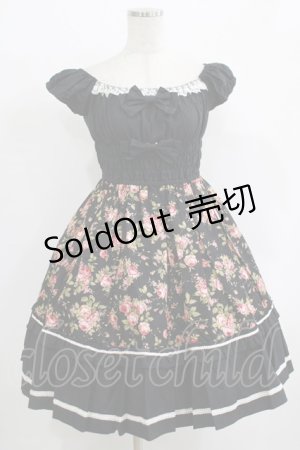 画像: CHOCOCHIP COOKIE / 薔薇チュールローズプリントワンピース Free ブラック H-25-09-26-007-LO-OP-NS-ZH