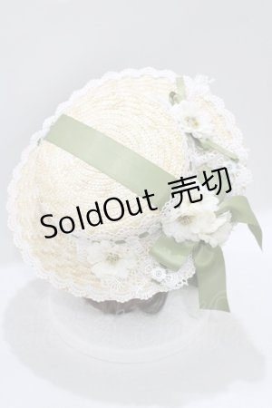 画像: 【SALE】Chalmiere / フラワーサマーハット  グリーン H-25-09-26-078-PU-AC-NS-ZT-K025