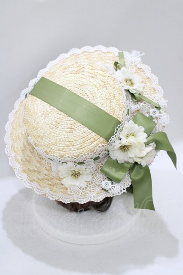 画像1: Chalmiere / フラワーサマーハット  グリーン H-25-09-26-078-PU-AC-NS-ZT-K025 (1)