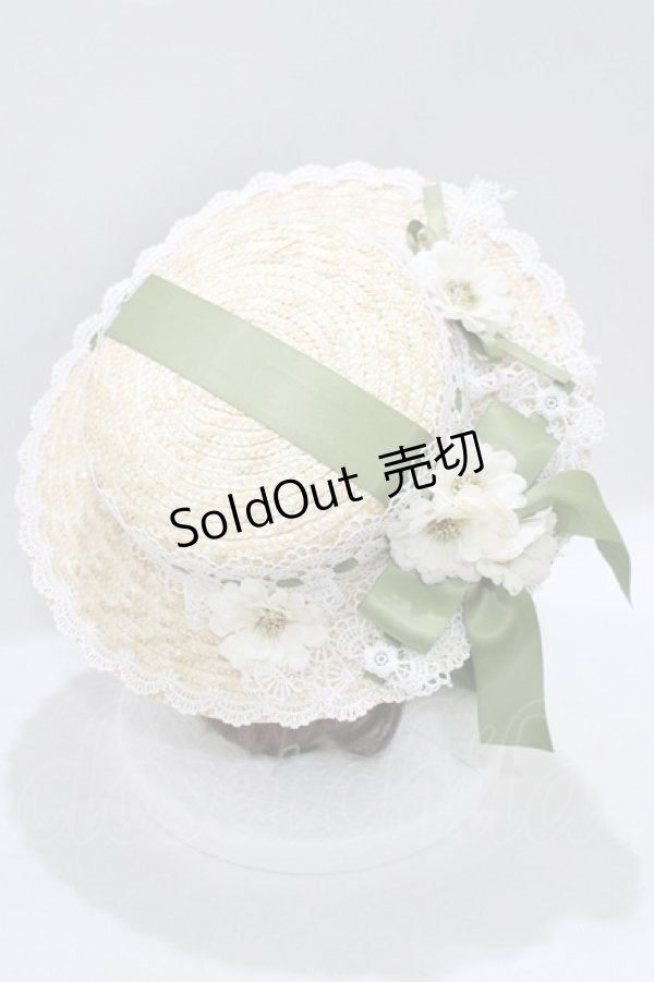 画像1: 【SALE】Chalmiere / フラワーサマーハット  グリーン H-25-09-26-078-PU-AC-NS-ZT-K025 (1)