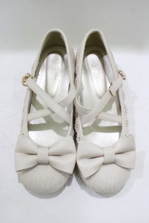 画像: axes femme kawaii / クロスベルトリボンパンプス L(24.5cm) 生成り H-25-09-26-081-AX-SH-NS-ZH