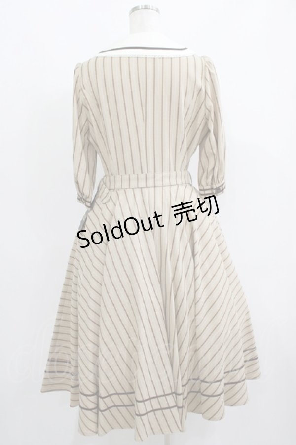 画像3: Innocent World / 英国調ストライプワンピース L カフェオレ×ショコラ H-25-09-26-001-IW-OP-NS-ZH (3)