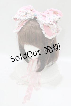 画像: metamorphose / お菓子のお家レース付リボンヘッドドレス  ピンク H-25-09-27-034-ME-AC-NS-ZH