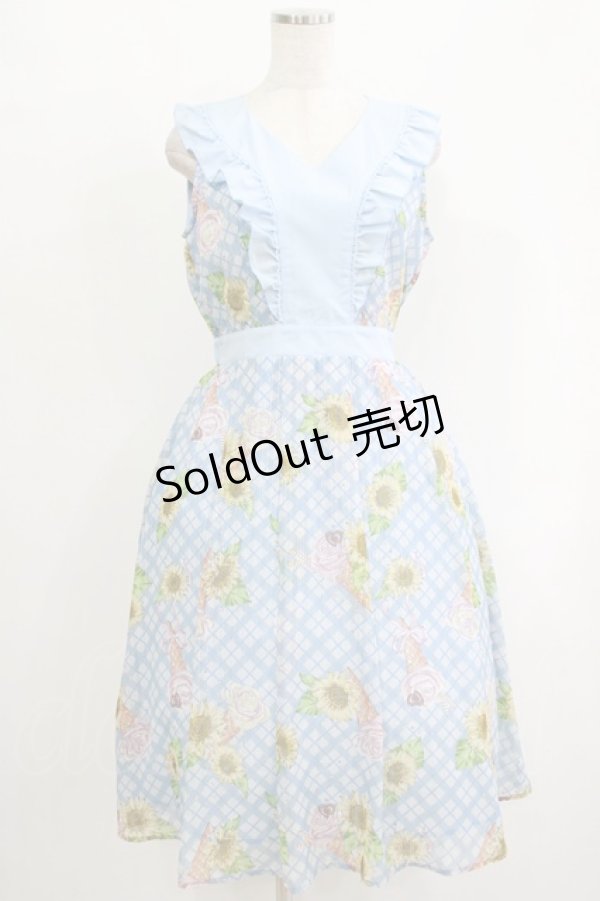 画像1: axes femme POETIQUE / ヒマワリ&アイスサマーワンピース M サックス H-25-09-27-041-AX-OP-NS-ZH (1)