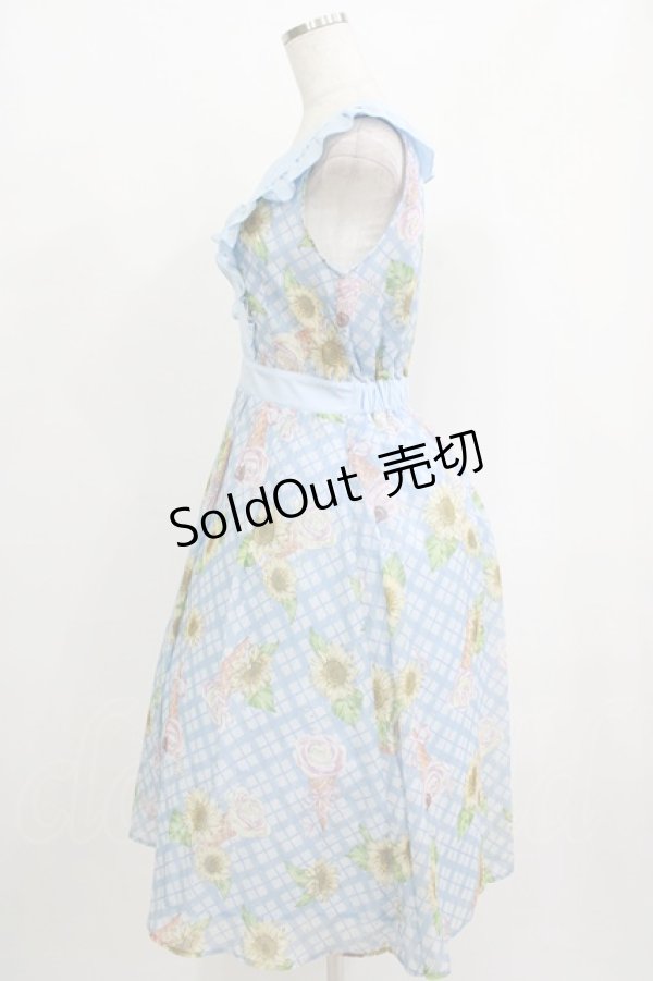 画像2: axes femme POETIQUE / ヒマワリ&アイスサマーワンピース M サックス H-25-09-27-041-AX-OP-NS-ZH (2)