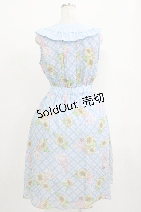 画像3: axes femme POETIQUE / ヒマワリ&アイスサマーワンピース M サックス H-25-09-27-041-AX-OP-NS-ZH (3)