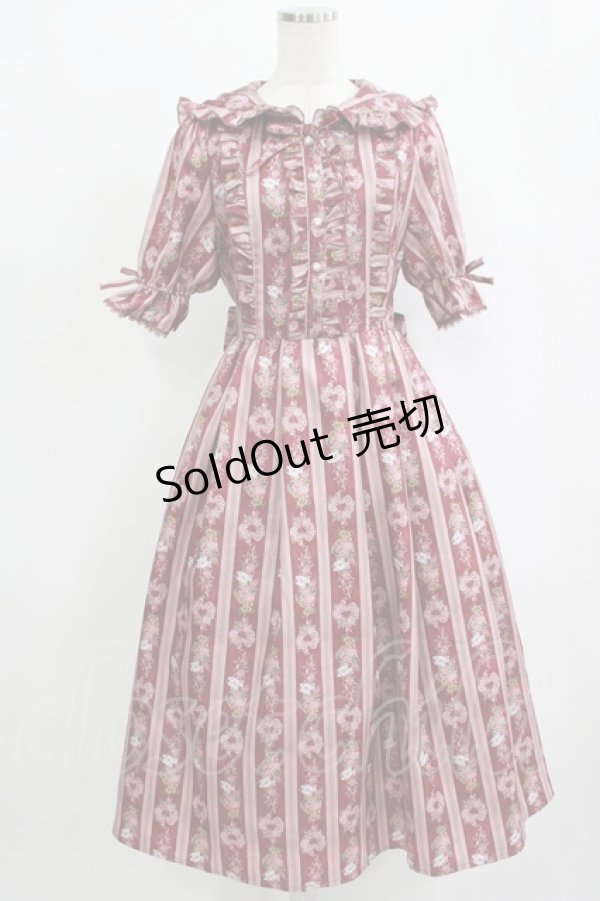 画像1: axes femme kawaii / RosyBear柄ワンピース M ワイン H-25-09-27-050-AX-OP-NS-ZH (1)