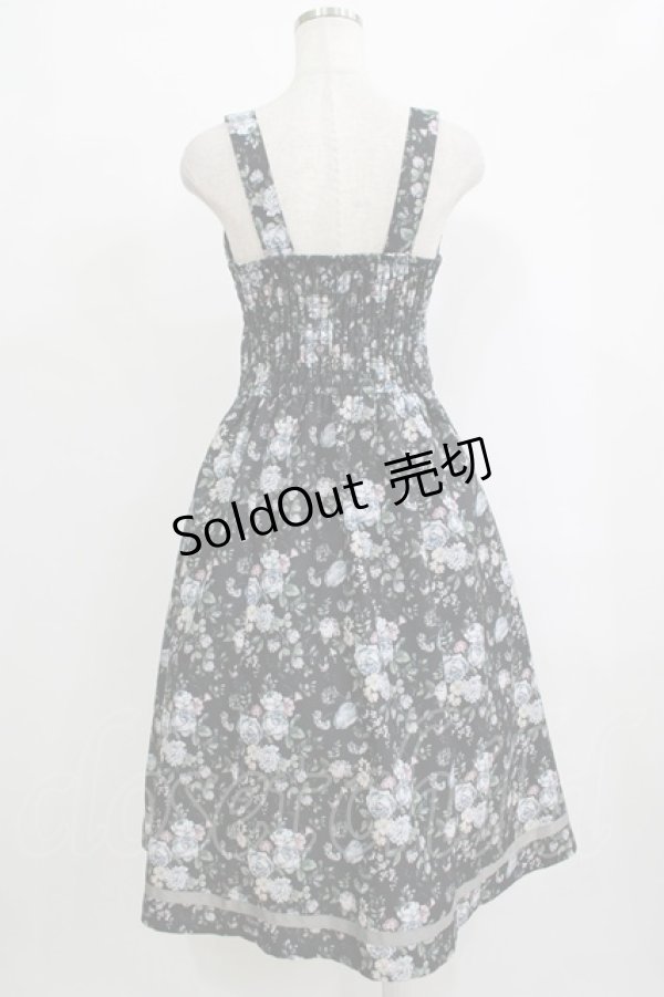 画像3: axes femme / ロマンティックローズ柄ジャンパースカート Free ブラック H-25-09-27-051-AX-OP-NS-ZH (3)