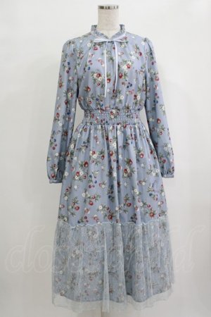 画像: axes femme / ベリー柄ロングワンピース M サックス H-25-09-27-052-AX-OP-NS-ZH