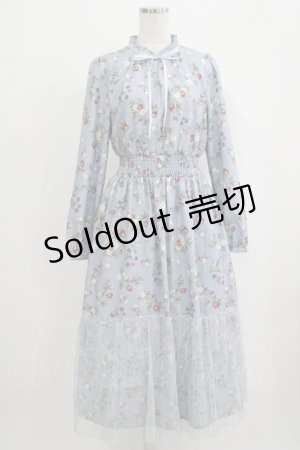 画像: axes femme / ベリー柄ロングワンピース M サックス H-25-09-27-052-AX-OP-NS-ZH