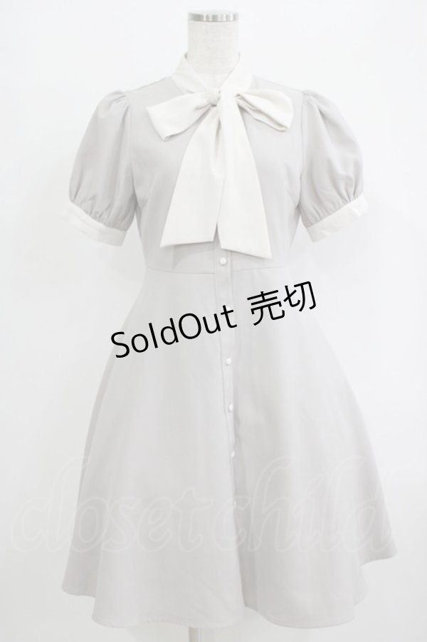 画像1: evelyn / ビッグリボンワンピース Free グレー H-25-09-27-060-LO-OP-NS-ZH (1)