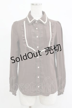 画像: axes femme / バイカラーリボンブラウス M ブラウン H-25-09-27-072-AX-BL-NS-ZH