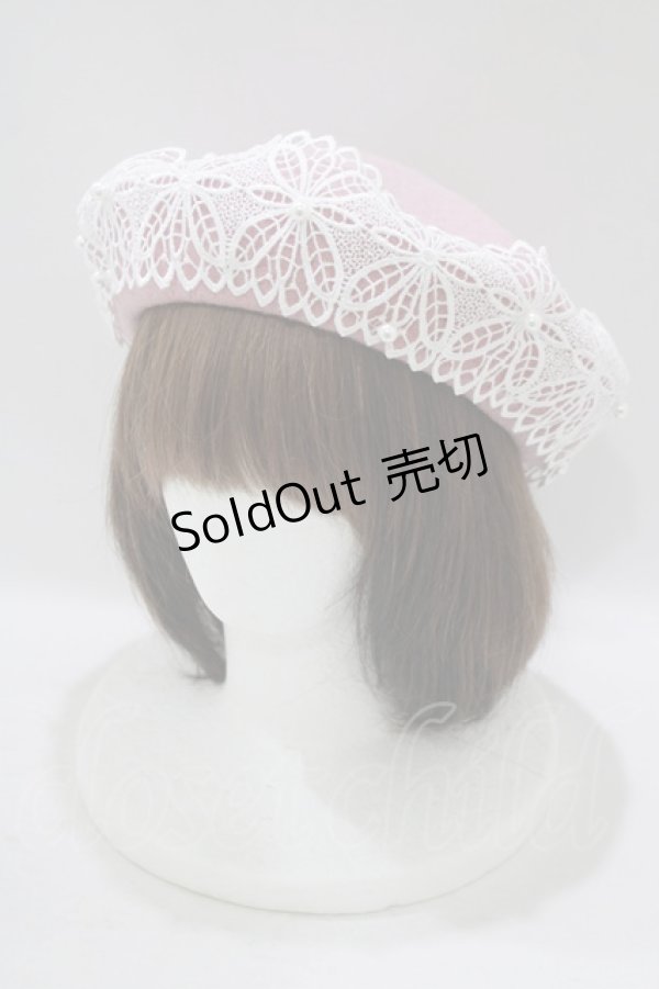 画像1: m petit by misako / AMレースバスクベレー  ピンク H-25-09-27-028-LO-AC-NS-ZH (1)