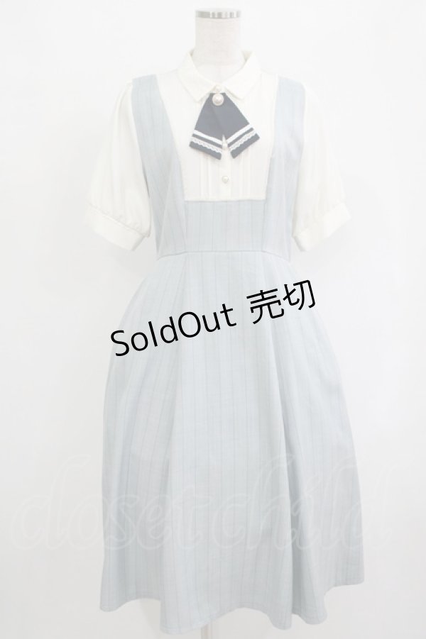 画像1: axes femme / タイ付重ね着風ストライプワンピース Free サックス H-25-09-28-004-AX-OP-NS-ZH (1)