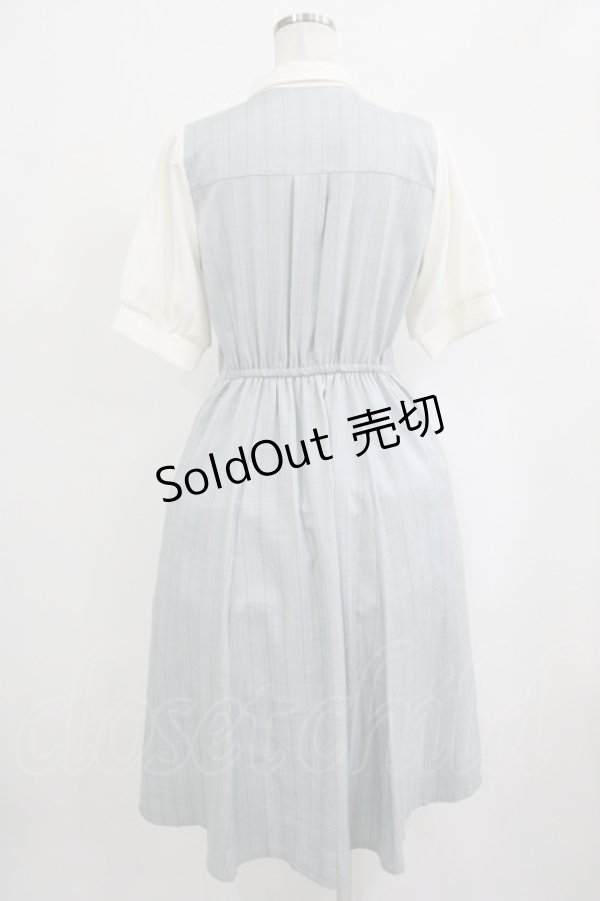 画像3: axes femme / タイ付重ね着風ストライプワンピース Free サックス H-25-09-28-004-AX-OP-NS-ZH (3)