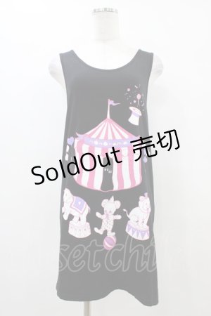 画像: 【SALE】yaponskii / プリントロングタンク  黒 H-25-09-28-1048-PU-TO-KB-ZT491