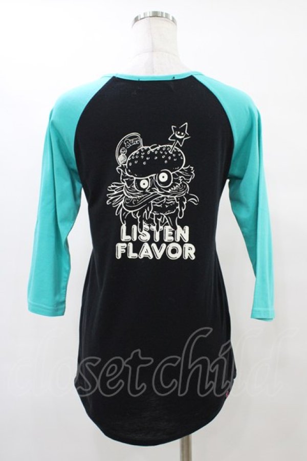 画像2: LISTEN FLAVOR / プリントラグランカットソー  ブラック×グリーン H-25-09-28-1051-PU-TO-KB-ZT491 (2)