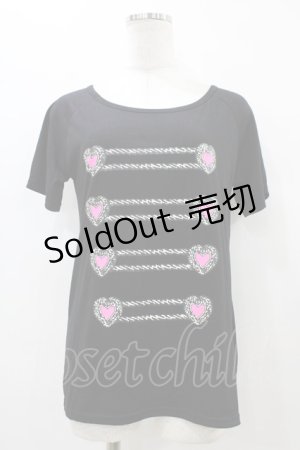 画像: LISTEN FLAVOR / ハートナポレオンプリントカットソー M 黒 H-25-09-28-1053-PU-TO-KB-ZT491