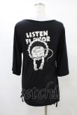 画像2: LISTEN FLAVOR / プリントサイドギャザーカットソー  黒 H-25-09-28-1054-PU-TO-KB-ZT138 (2)
