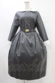 画像1: Jane Marple / ブリティッシュストライプtea houseドレス  グレー H-25-09-28-1015-JM-OP-KB-ZH (1)