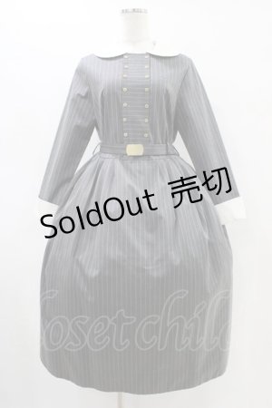 画像: Jane Marple / ブリティッシュストライプtea houseドレス  グレー H-25-09-28-1015-JM-OP-KB-ZH