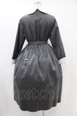 画像2: Jane Marple / ブリティッシュストライプtea houseドレス  グレー H-25-09-28-1015-JM-OP-KB-ZH (2)