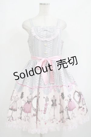 画像: metamorphose / Lace up dollヨーク切替ジャンパースカート Free ピンク H-25-09-28-006-ME-OP-NS-ZH