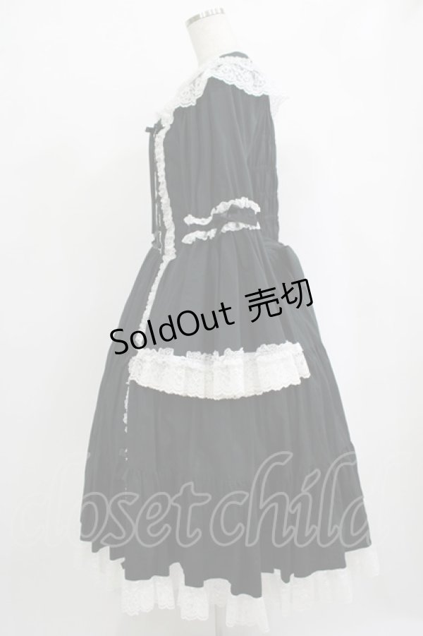 画像3: metamorphose / 【プラスサイズ】無地ラッセルレース姫袖ワンピース プラスサイズ ブラック/オフ白 H-25-09-28-001-ME-OP-NS-ZH (3)