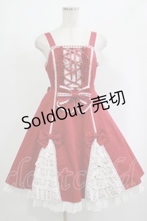 画像: Angelic Pretty / レースアップ裾フリルジャンパースカート Free ワイン H-25-09-28-008-AP-OP-NS-ZH
