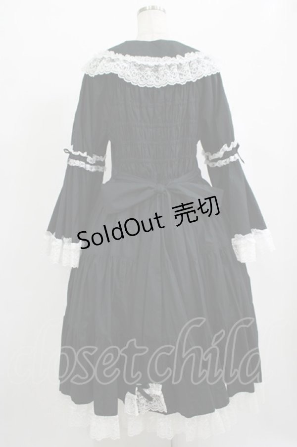 画像4: metamorphose / 【プラスサイズ】無地ラッセルレース姫袖ワンピース プラスサイズ ブラック/オフ白 H-25-09-28-001-ME-OP-NS-ZH (4)