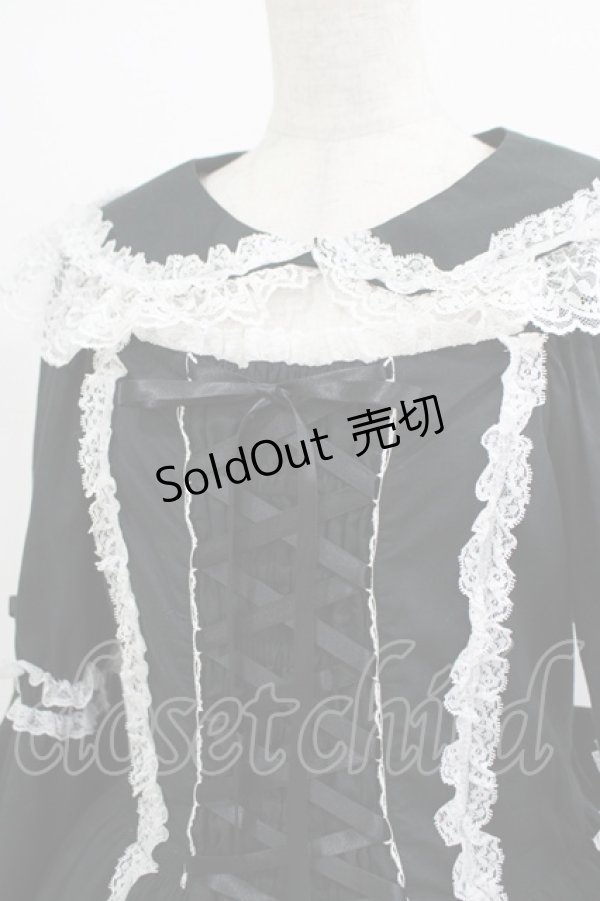 画像5: metamorphose / 【プラスサイズ】無地ラッセルレース姫袖ワンピース プラスサイズ ブラック/オフ白 H-25-09-28-001-ME-OP-NS-ZH (5)