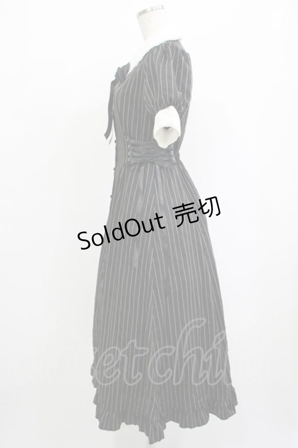 画像2: axes femme POETIQUE / ストライプロングワンピース M ブラック H-25-09-28-015-AX-OP-NS-ZH (2)