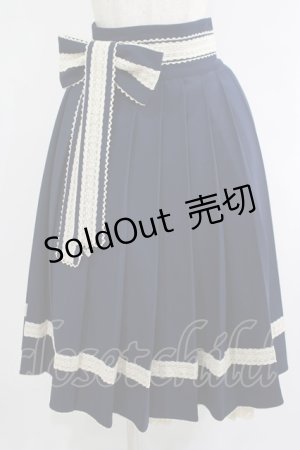 画像: CHA CHA（海外ロリータブランド） / 袴風プリーツスカート L ネイビー H-25-09-28-022-PU-SK-NS-ZH