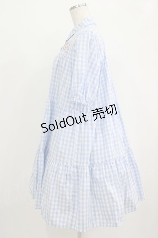 画像2: axes femme kawaii / 刺繍ティアードシャツワンピ M サックス H-25-09-29-029-AX-OP-NS-ZH (2)