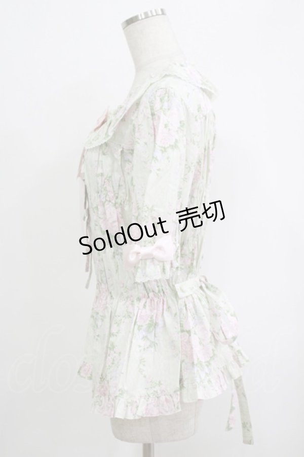 画像2: metamorphose / 【プラスサイズ】シャーロットスクエアあき半袖ブラウス プラスサイズ ミント H-25-09-29-047-ME-BL-NS-ZH (2)