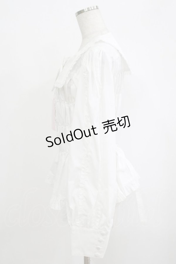 画像2: metamorphose / 【プラスサイズ】スクエアカラー2WAYブラウス プラスサイズ オフ白 H-25-09-29-048-ME-BL-NS-ZH (2)