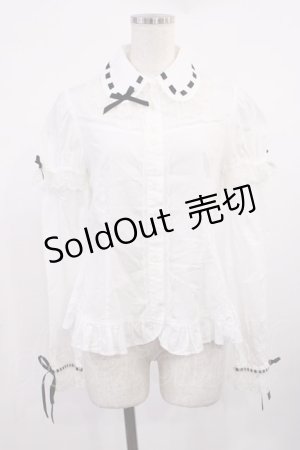 画像: Angelic Pretty / はしごリボンカラーブラウス Free オフ/ブラック H-25-09-29-1028-AP-BL-NS-ZH