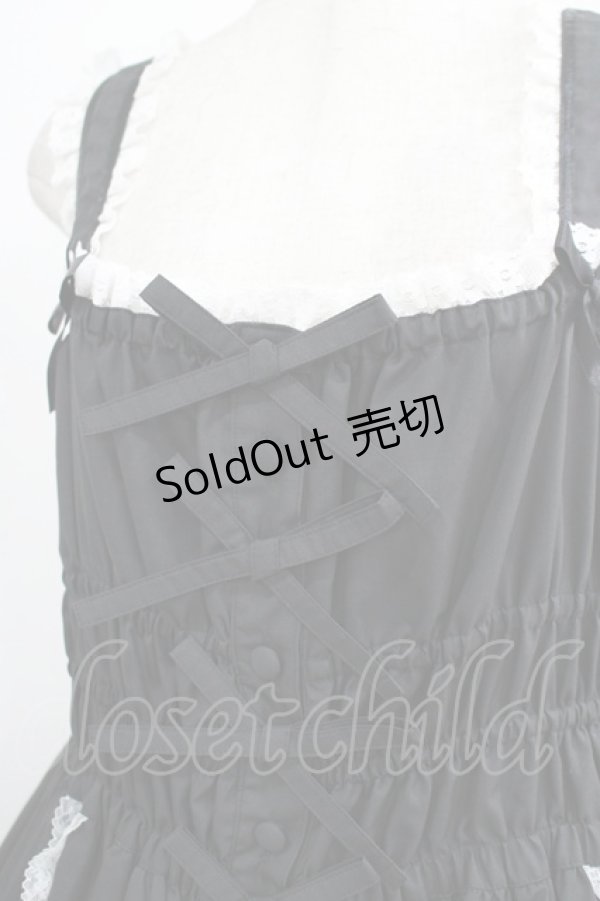 画像4: metamorphose / 【プラスサイズ】シャーリングティアードジャンパースカート プラスサイズ ブラック/ホワイト H-25-09-29-010-ME-OP-NS-ZH (4)