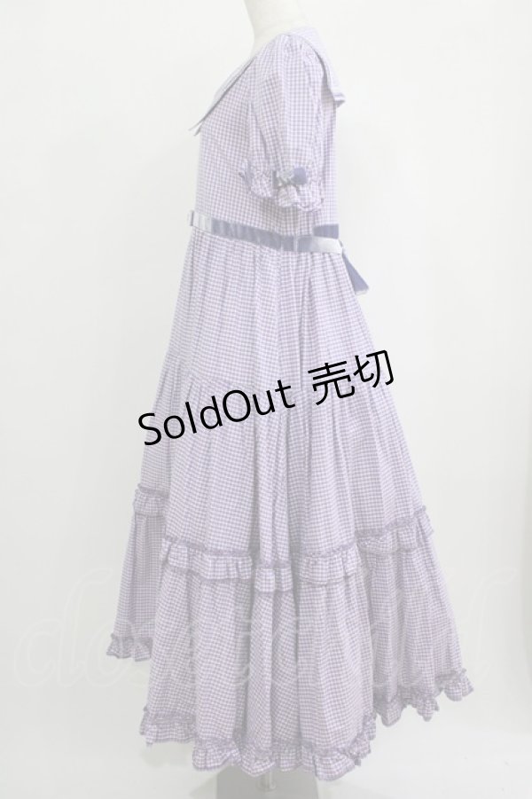 画像2: Maria pipi / セーラーカラーチェックレースドレス Free ラベンダー H-25-09-29-016-EL-OP-NS-ZH (2)